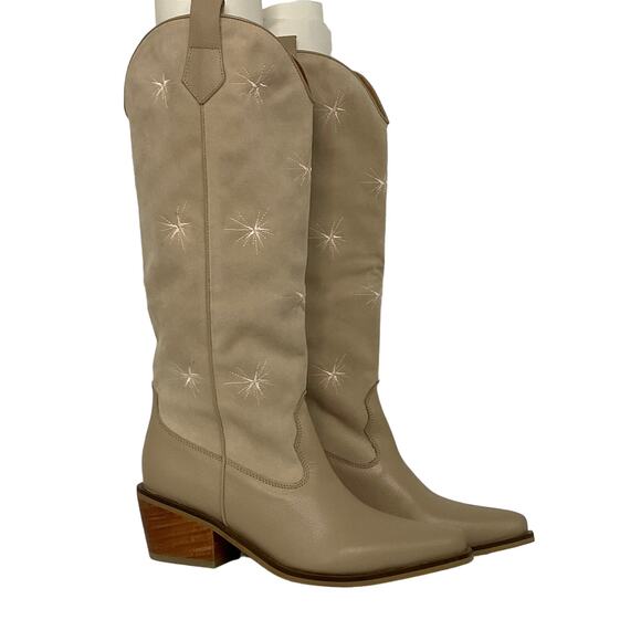 Silvia Cobos Women’s Galaxy Stars Leather Western Boots Cream Size 9 1/2 - Picture 3 of 6